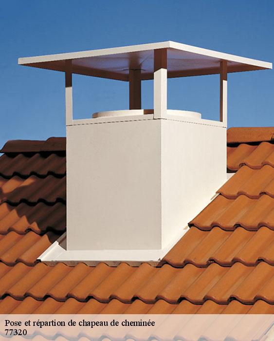 Pose et répartion de chapeau de cheminée  beton-bazoches-77320 Lobry Ramonage